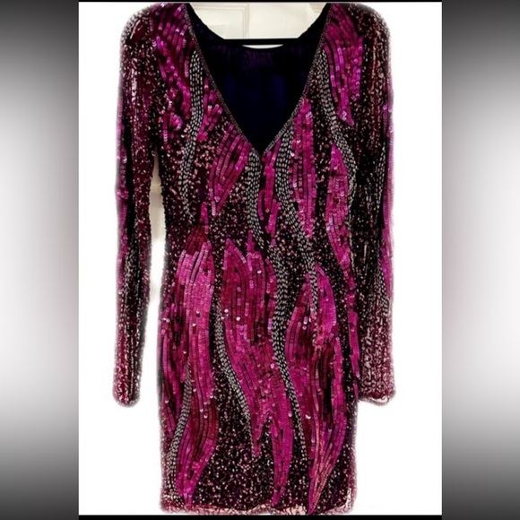 CACHE Cocktail Dress Purple Pink Sequined, Fully Lined, Size 6, NWT!! - Picture 11 of 14
